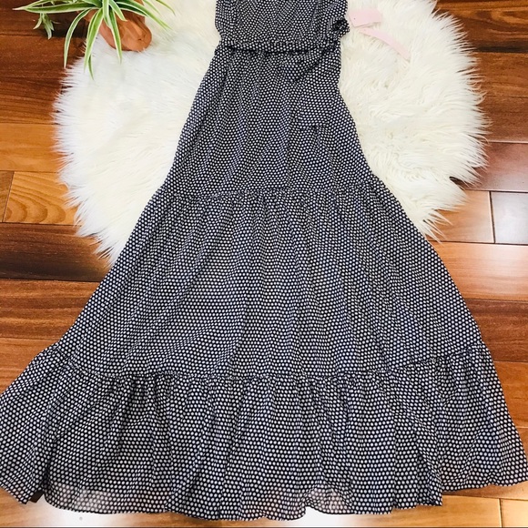 Elegant Black and White Polka Dot Maxi Dress - Picture 4 of 11